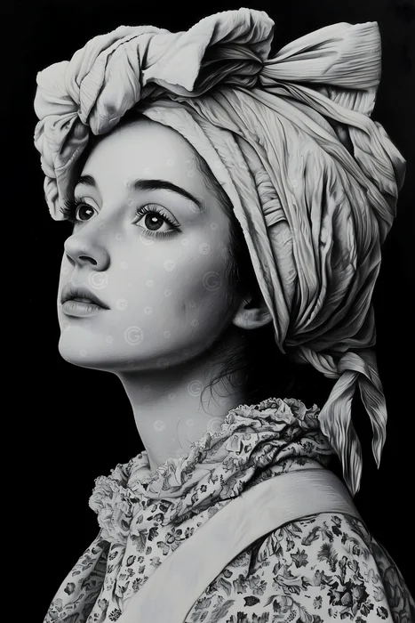 Tranh chân dung cô gái đội khăn turban