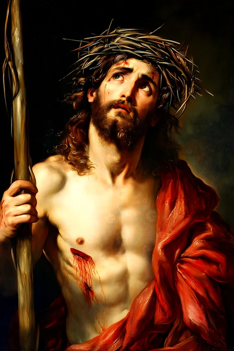 Chúa Jesus Đau Thương Với Vương Miện Gai