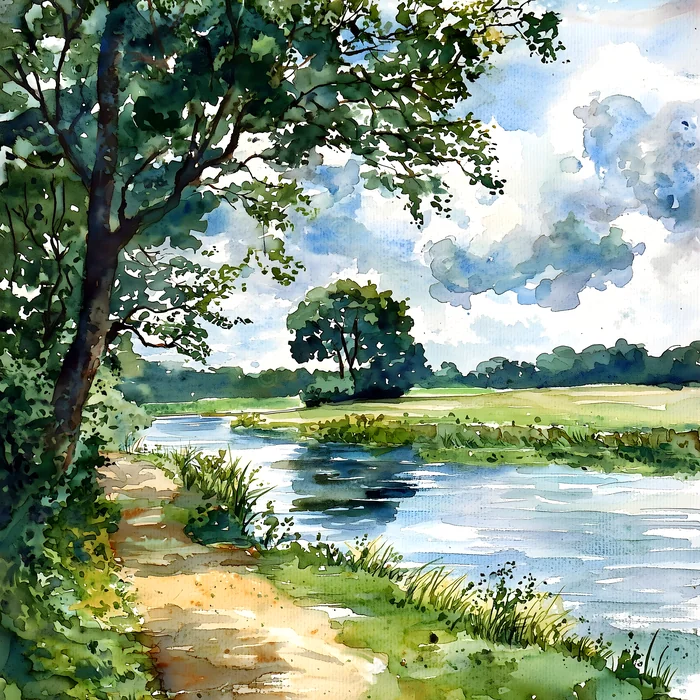 Tranh phong cảnh ven sông