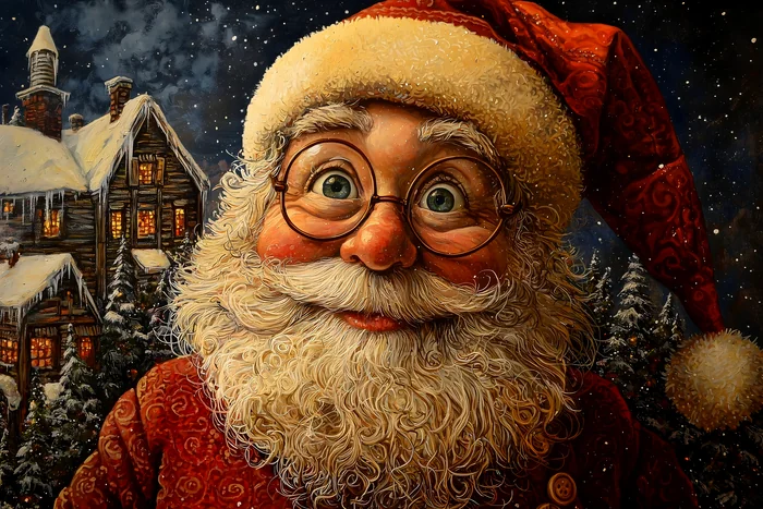 Chân dung ông già Noel vui tươi đêm giáng sinh