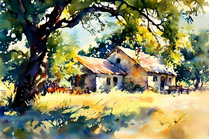 Ngôi nhà nhỏ dưới bóng cây mùa hè