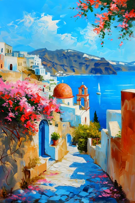 Tranh phong cảnh biển Santorini