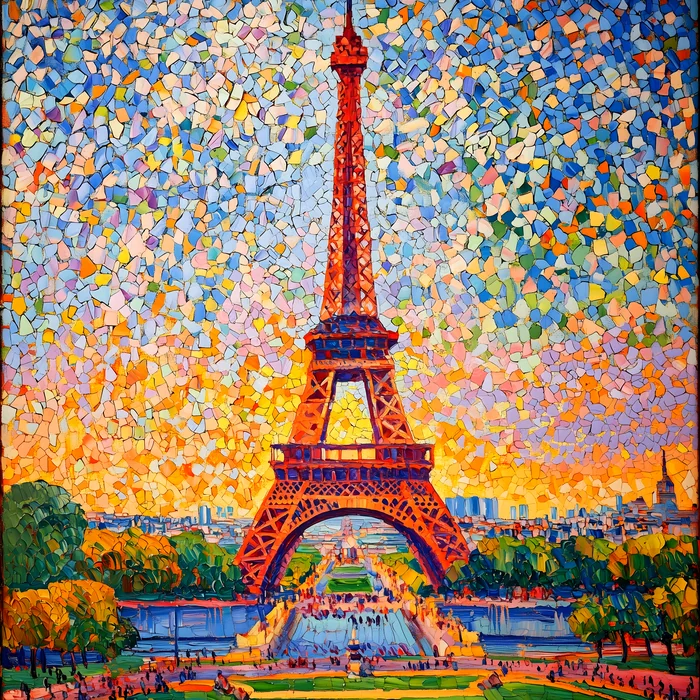 Tháp Eiffel rực rỡ dưới ánh hoàng hôn
