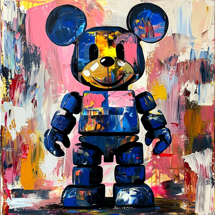 Tranh mèo Mickey hiện đại đầy màu sắc