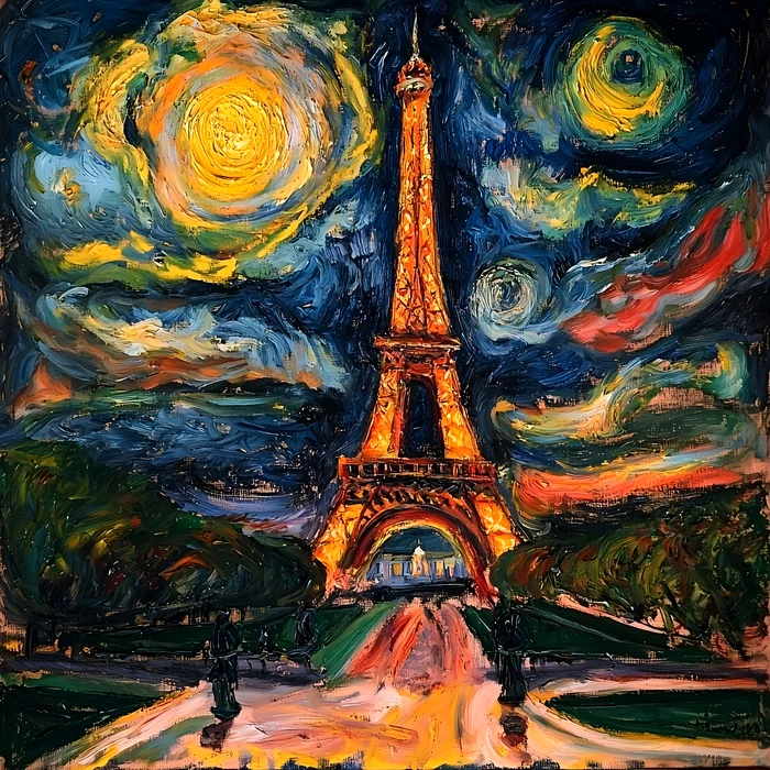 Tháp Eiffel dưới bầu trời đêm đầy sao