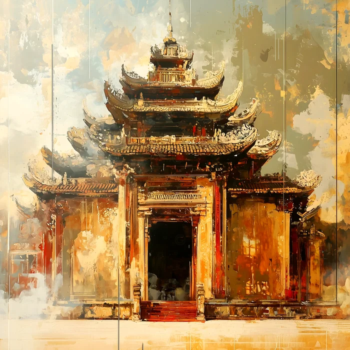 Tranh kiến trúc chùa cổ Việt Nam