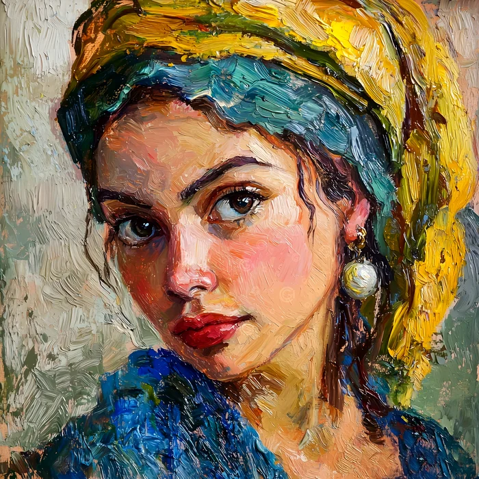 Chân dung thiếu nữ với khăn turban vàng