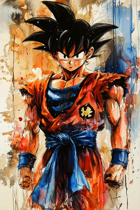 Tranh vẽ nhân vật Goku đầy sức mạnh