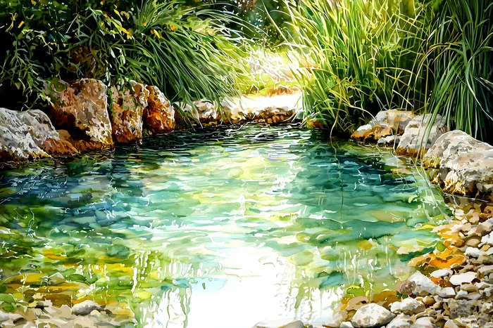 Tranh phong cảnh suối nước trong xanh