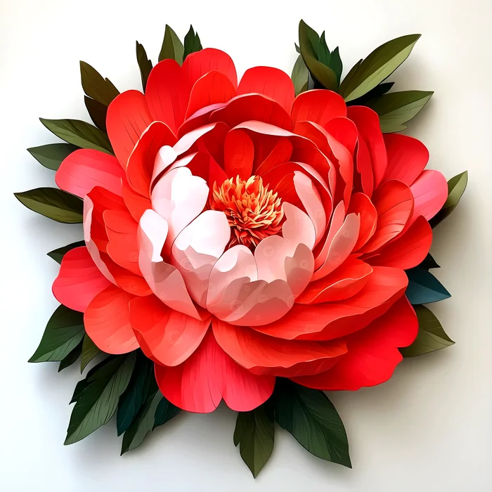Bông hoa peony đỏ rực tinh tế và sắc nét