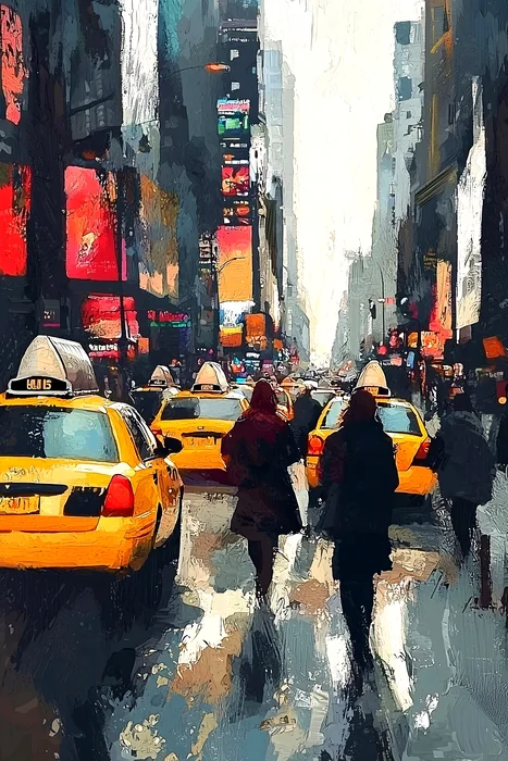 Phố đông New York trong ánh chiều tà