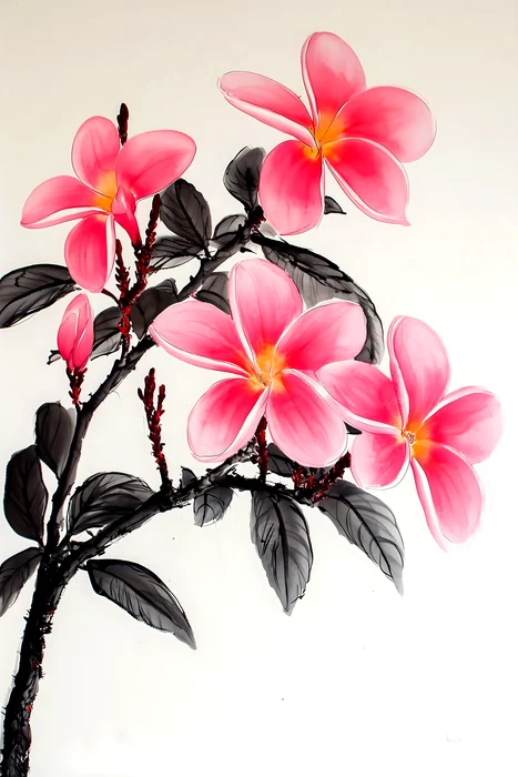 Bức tranh hoa sứ hồng tinh tế