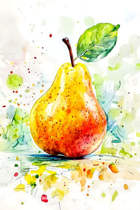 Tranh quả lê màu nước