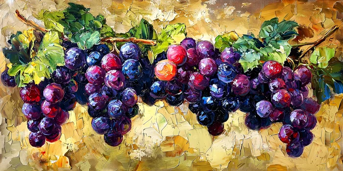 Bức tranh tĩnh vật chùm nho chín mọng