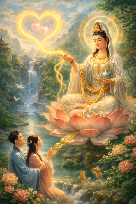 Tượng Phật Quan Âm ban phúc lành yêu thương