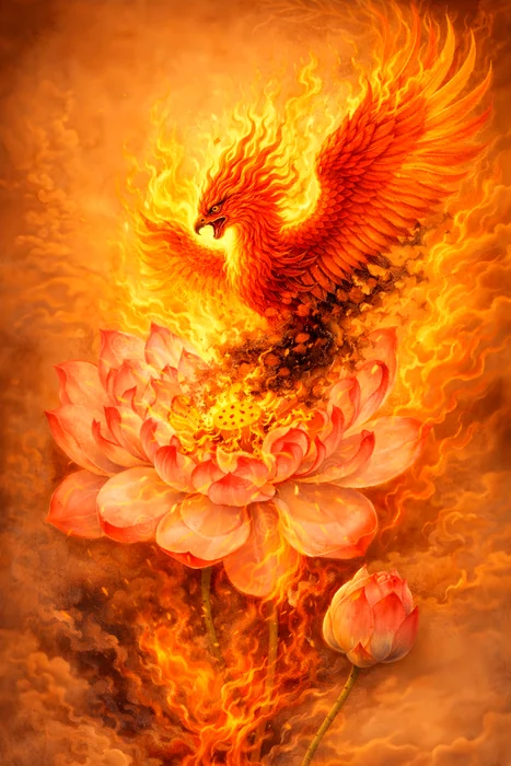 Phượng Hoàng Lửa Trỗi Dậy Từ Hoa Sen
