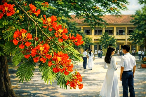 Mùa hè với hoa phượng và kỷ niệm học trò
