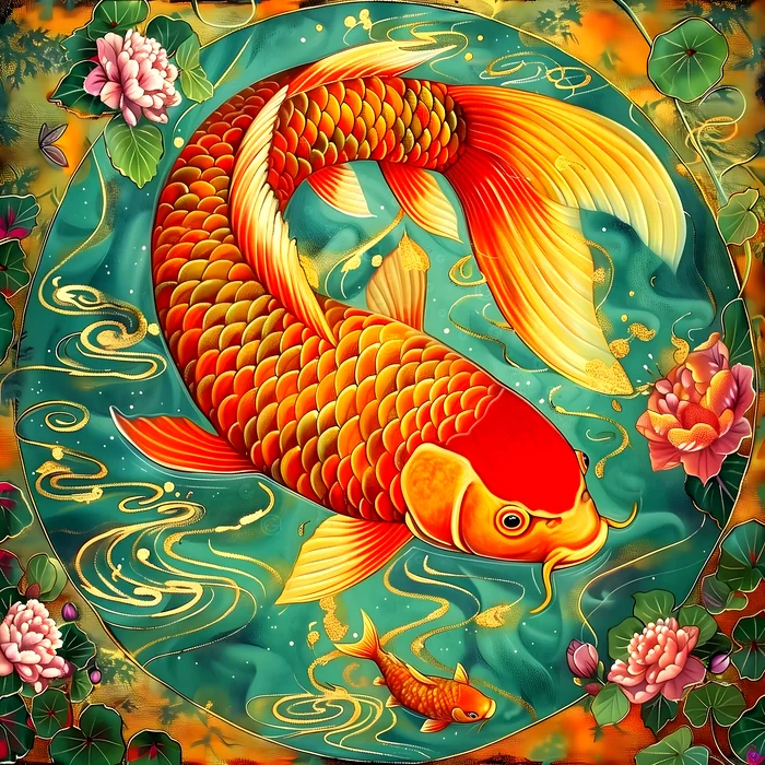 Cá chép vàng giữa hồ hoa sen thanh bình