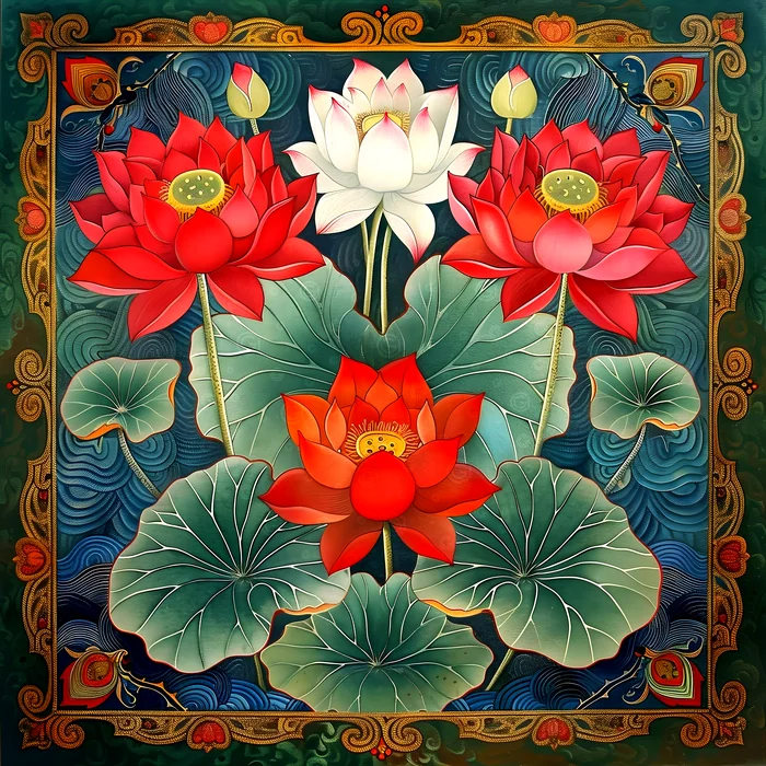 Tranh Hoa Sen Truyền Thống