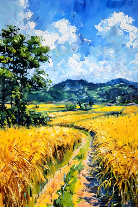 Phong cảnh cánh đồng mùa lúa chín vàng