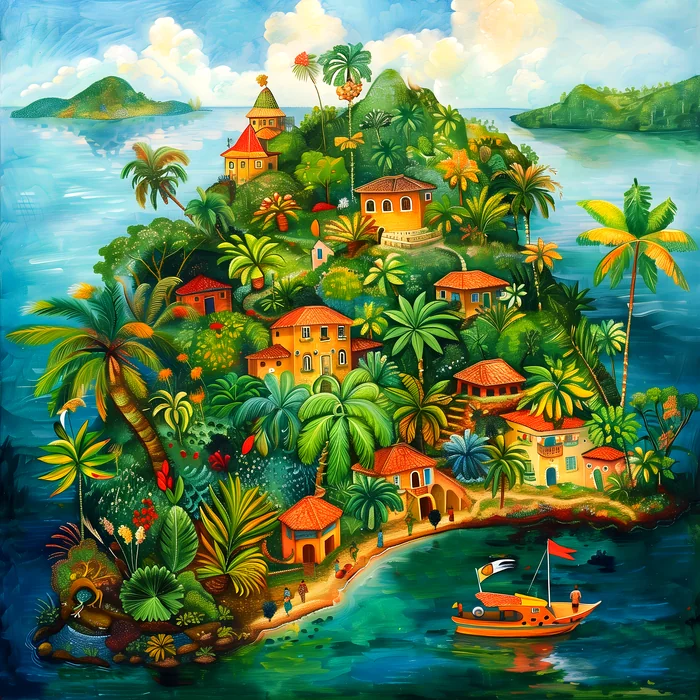 Làng ven biển nhiệt đới yên bình