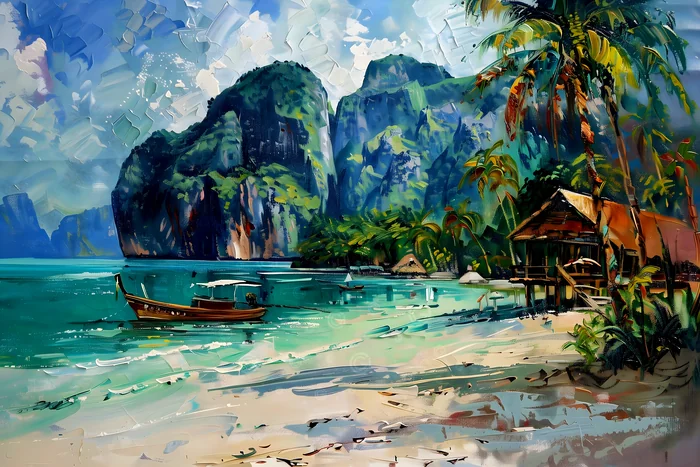 Bức tranh phong cảnh biển nhiệt đới bình yên