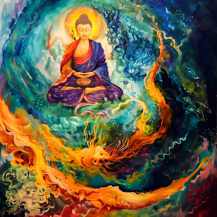 Tranh Phật Thuyết Pháp Trong Vũ Trụ Màu Sắc