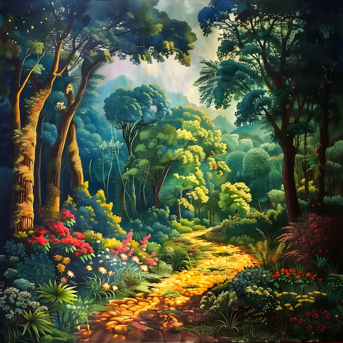 Tranh phong cảnh con đường trong rừng