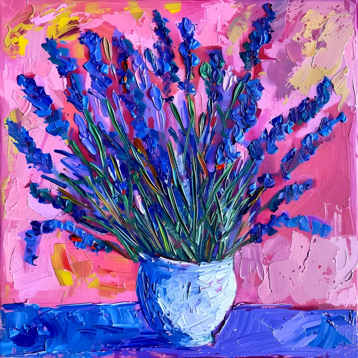 Bình hoa lavender tím trên nền hồng sáng