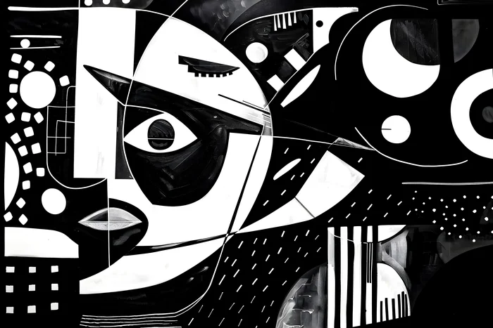Bức tranh trừu tượng đen trắng phong cách Cubism